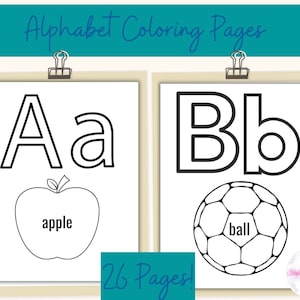 26 páginas para colorear del alfabeto imprimibles, libro para colorear, página para colorear, imprimibles para preescolar, jardín de infantes y educación en el hogar, descarga digital, ABC