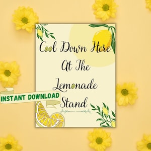 Lemonade Stand Bar Sign, Party Sign, Digital, Lemonade Sign, Kids Lemonade Stand, Lemonade Stand, Printable Sign, Lemonade Party, Bar Decor