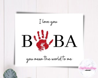 Handprint Art Craft, Baba I Love You, Daddy Father's Day, Kids Baby Toddler Keepsake Memory Gift Craft Card, Handprint, Art & Craft, Digital