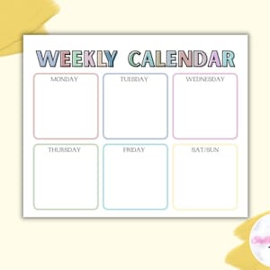 Kinder-Wochenkalender, niedlicher bunter druckbarer Kinder-Wochenplaner, Montessori-Materialien Organisationsplaner, digitale Datei, Download