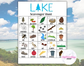 Printable Scavenger Hunt, Lake Scavenger Hunt, Outdoor Scavenger Hunt, Lake Treasure Hunt, Kids Scavenger Hunt, Lake, Kids Activities, Games