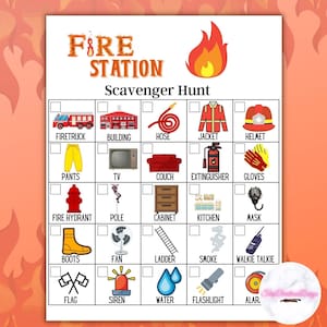 Búsqueda del tesoro imprimible, búsqueda del tesoro en el fuego, búsqueda del tesoro en la estación de bomberos, búsqueda del tesoro en el fuego, búsqueda del tesoro para niños, actividades para niños, juegos