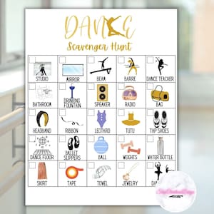 Búsqueda del tesoro imprimible, búsqueda del tesoro de baile, búsqueda del tesoro en interiores, búsqueda del tesoro de baile, búsqueda del tesoro para niños, actividades para niños, juegos