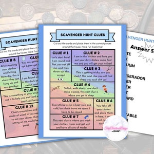 Búsqueda del tesoro para niños, Búsqueda del tesoro para niños, Pistas de búsqueda del tesoro en interiores, Pistas de búsqueda del tesoro en interiores imprimibles, Juegos imprimibles para niños