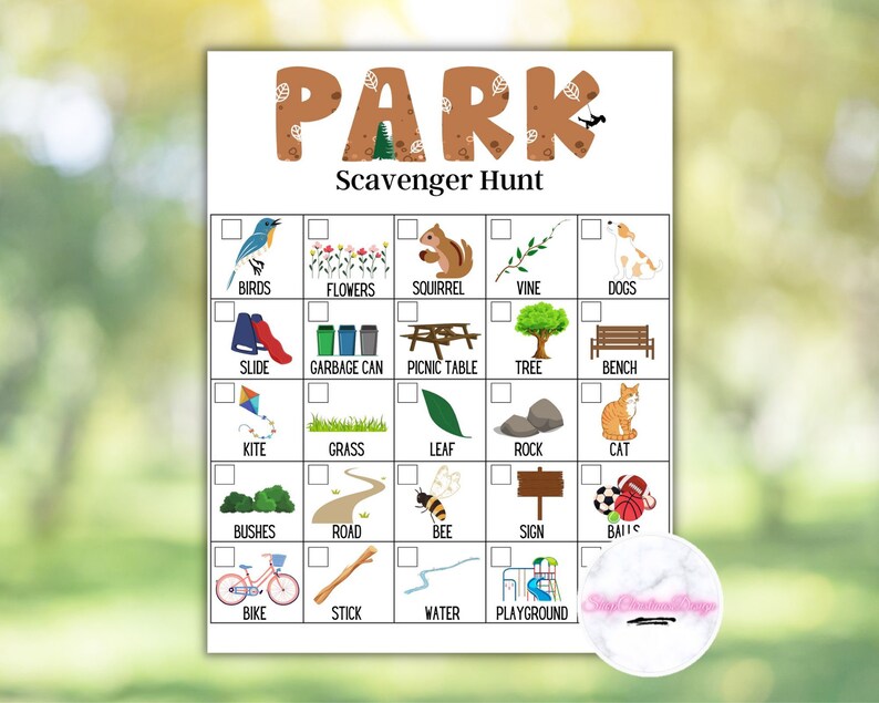 Printable Scavenger Hunt, Park Scavenger Hunt, Outdoor Scavenger Hunt, Nature Treasure Hunt ...