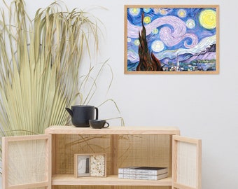 Starry Night by Vincent van Gogh Art Print - Hand Coloured