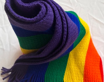 LGBTQ RAINBOW  pride knitted scarf