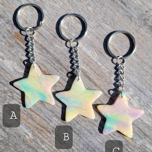 Pastel Star- Star Keychain- Handmade- Polymer Clay