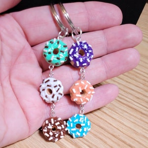 Small Dangling Sprinkled Doughnut Keychain
