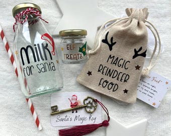 Personalised Christmas Eve set for kids - Santa’s Magic Key, Milk Bottle, Reindeer Food & Elf Treats | A Magical Family Christmas Tradition