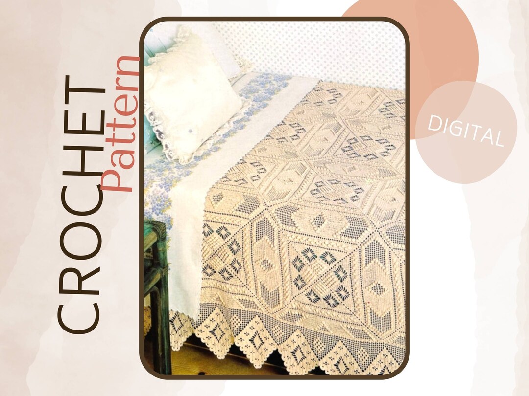 Crochet Pattern for Geometric Pattern Bedspread Boho Desert - Etsy