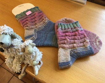 Handgestricktes Toe Up - Sockenpaar, Klassische Wollsocke, Standartsocke