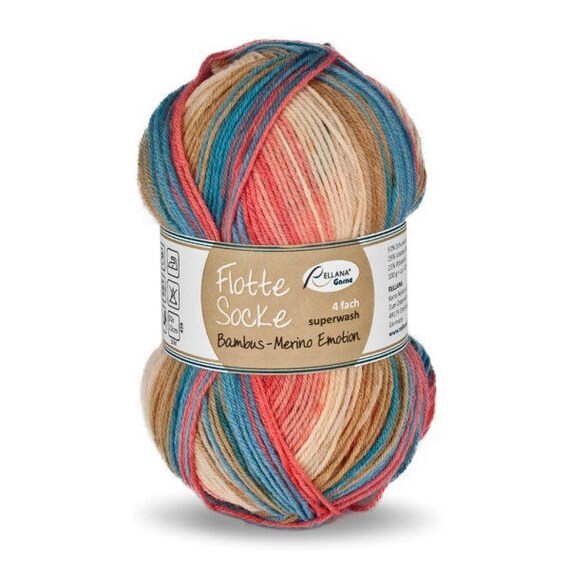 Sock Yarn, Flotte Socke bambus Merino Emition 4-ply by Rellana in 6 Color  Variations, 100g LL Approx. 420 M, Also Ideal for Baby Clothes - Etsy