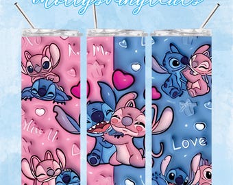 Stitch and Angel Sublimated 20oz Skinny Tumbler