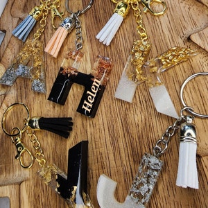 Personalized Custom Resin Letter Name Keychain, Custom Handmade Initial Keyring, gifts for mom , Wedding Gift, Anniversary , Key Chain Charm