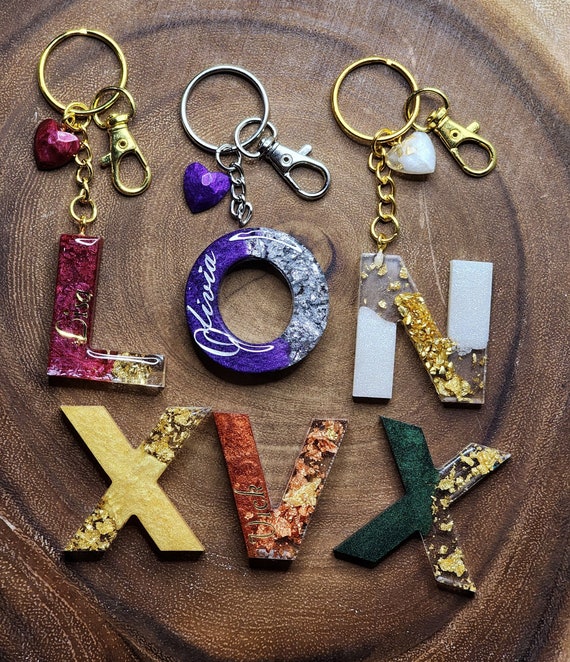 Initial Keychain, Resin Letter Keychain, Keychain Gifts, Gift
