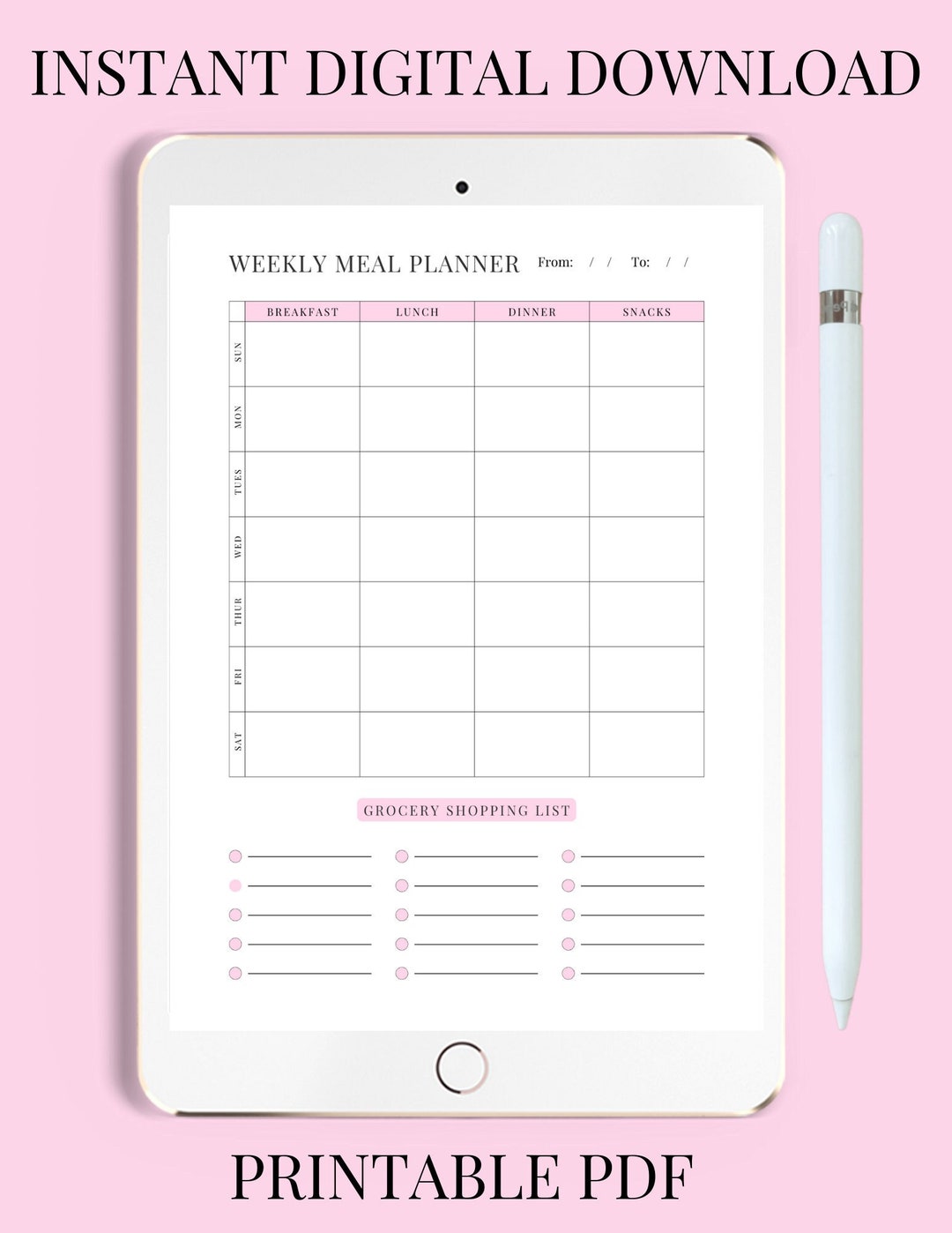 2023 Weekly Meal Planner With Grocery List Minimalist Meal - Etsy