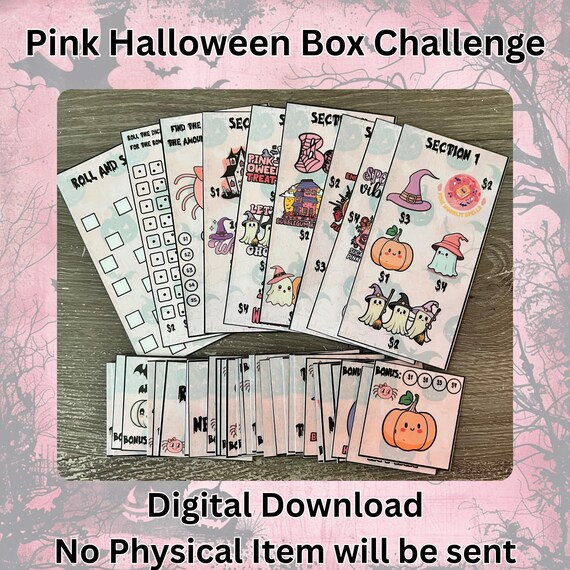 Pink Halloween Savings Challenge | Digital Download | Cute Spooky Budget Tracker | Cash Stuffing Printable
