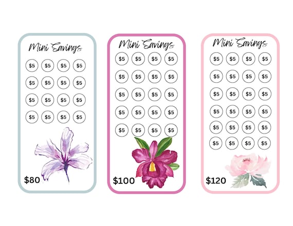 ★うさこ★ A6リフィル　savings challenge 12 Printable Savings Challenge Bundle A6 Saving Tracker A6