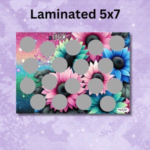 Girasoli colorati laminati 5x7 da grattare a risparmio