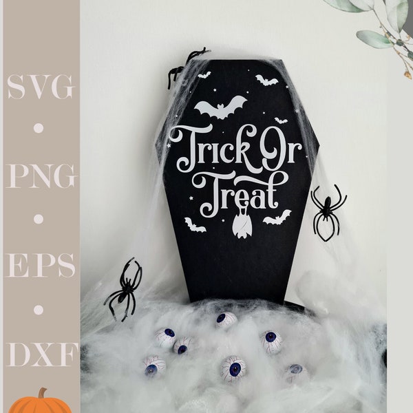 3D SVG Halloween coffin treat box SVG-Trick or treat craft or Halloween party favor- Coffin treat box- Tombstone- Trick or treat sign