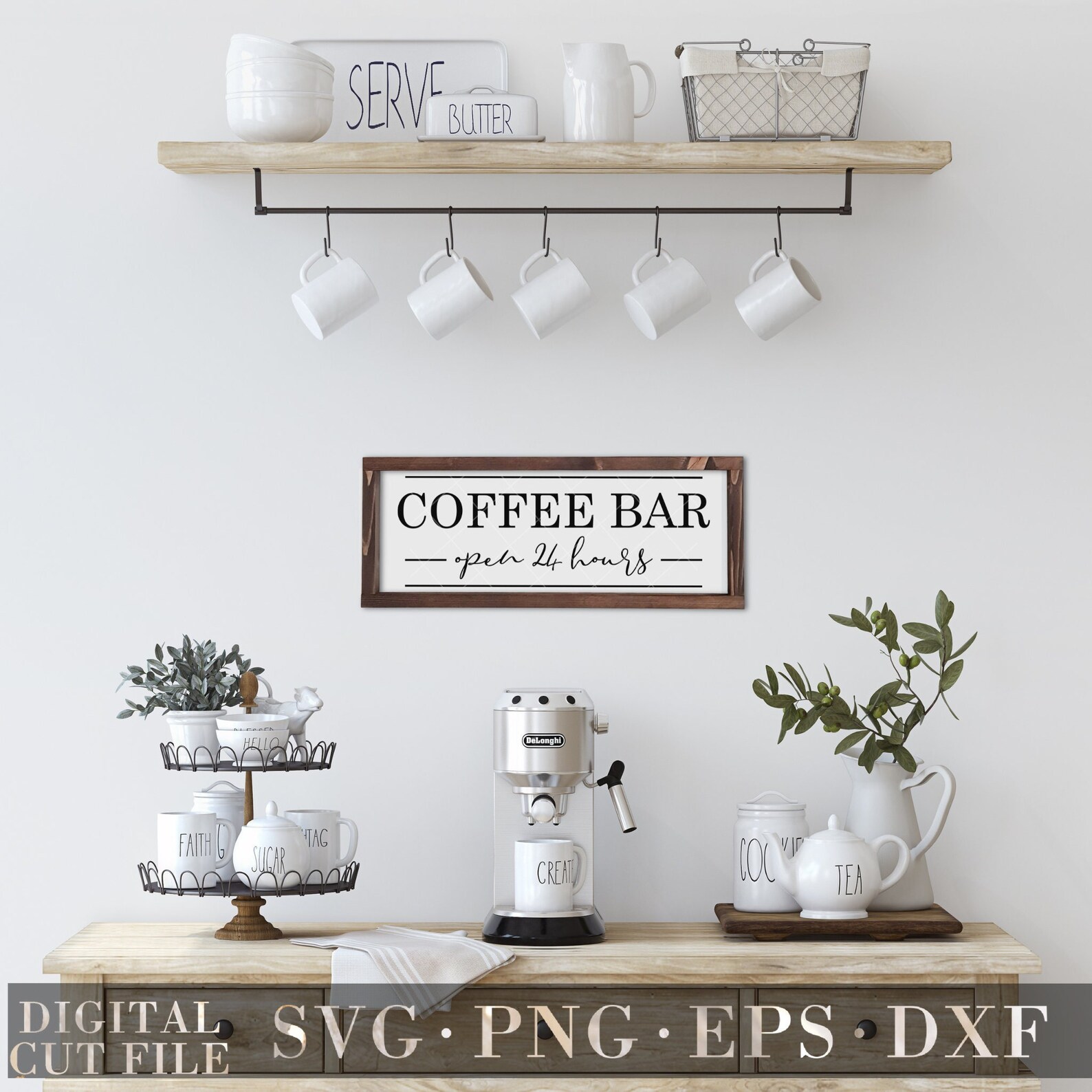 Coffee Bar Open 24 Hours SVG Coffee Bar Svgcoffee Station Etsy