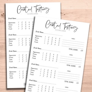 Fiche de dégustation de cocktails imprimable, carte de pointage de dégustation de boissons, jeu à boire - téléchargement numérique instantané