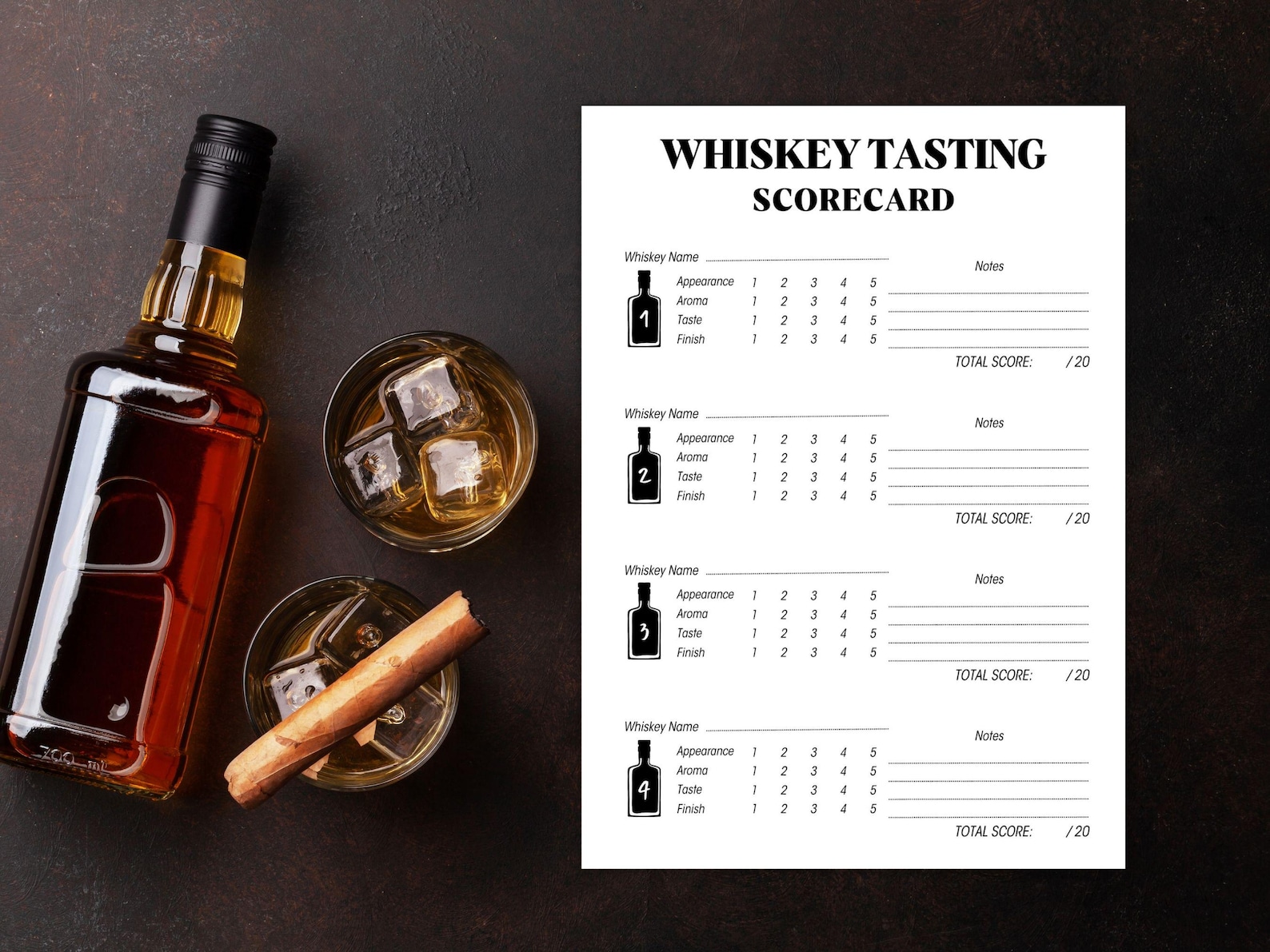 Printable Whiskey Tasting Scorecard, Whiskey Tasting Scorecard, Whiskey ...