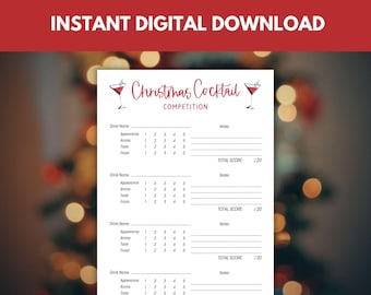 Christmas Cocktail Competition Scorecard: Holiday Drink Tasting (Digital Download)