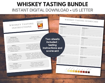 Scheda di degustazione del whisky, serata del whisky, scheda di valutazione della degustazione del whisky - stampabile, download digitale istantaneo