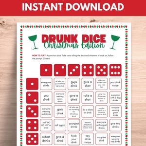 Christmas Drunk Dice Game: Holiday Party Fun (PDF)