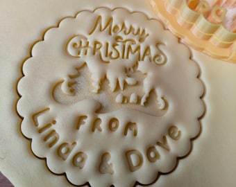 Personalized Christmas  cookie cutter/ stamp