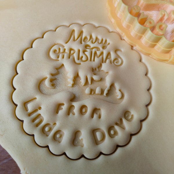 Personalized Christmas  cookie cutter/ stamp