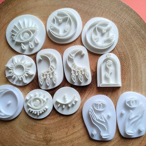 Set of Boho polymer clay stamps, Pottery stamps