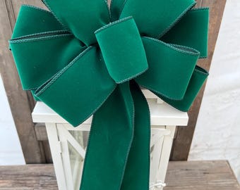 Green velvet bow, Christmas bow, green bow, red velvet wreath bow, Christmas lantern bow, Christmas wreath bow