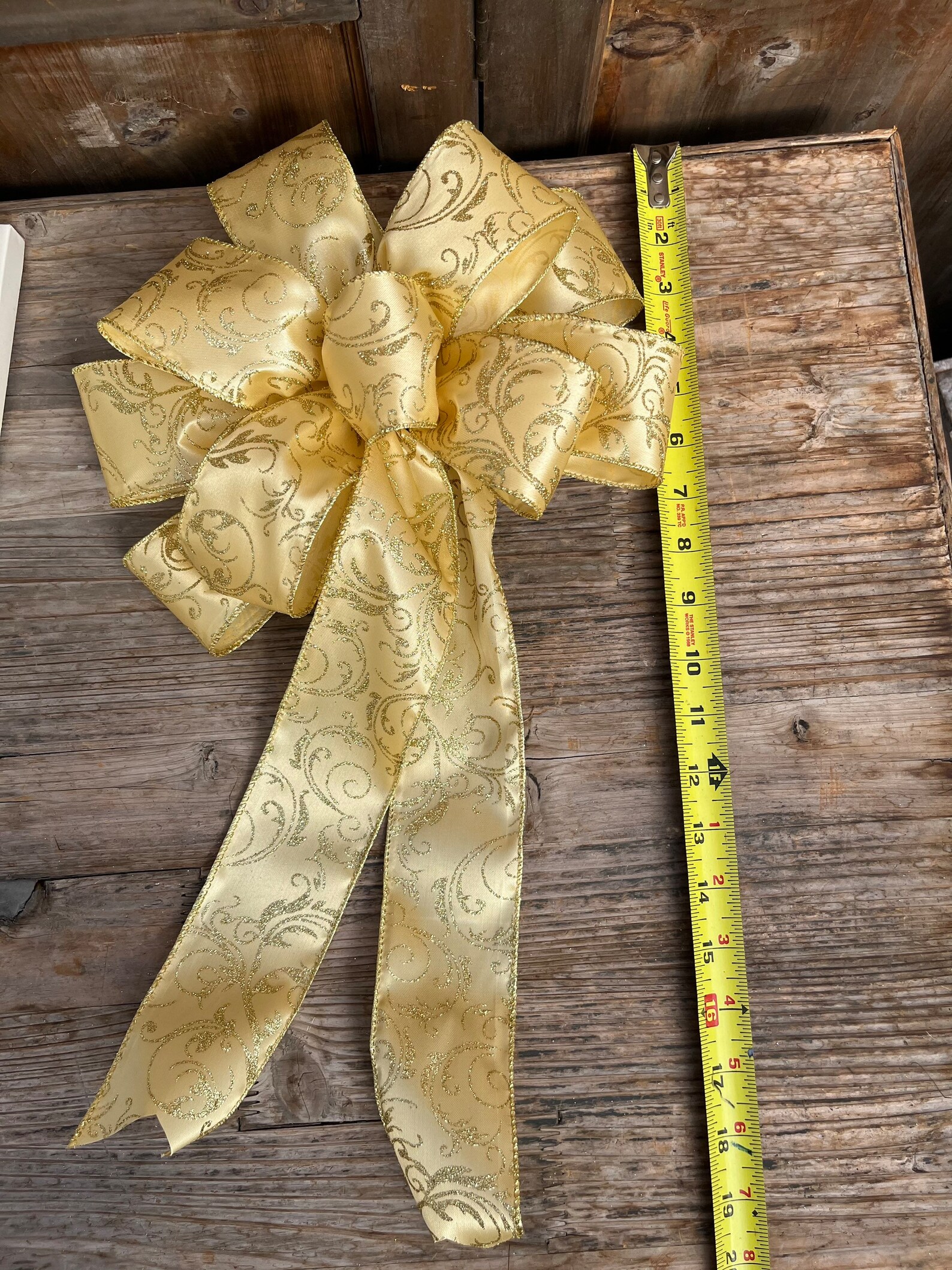 Christmas Bow Gold Bow Gold Wreath Bow Gold Christmas Bow Etsy