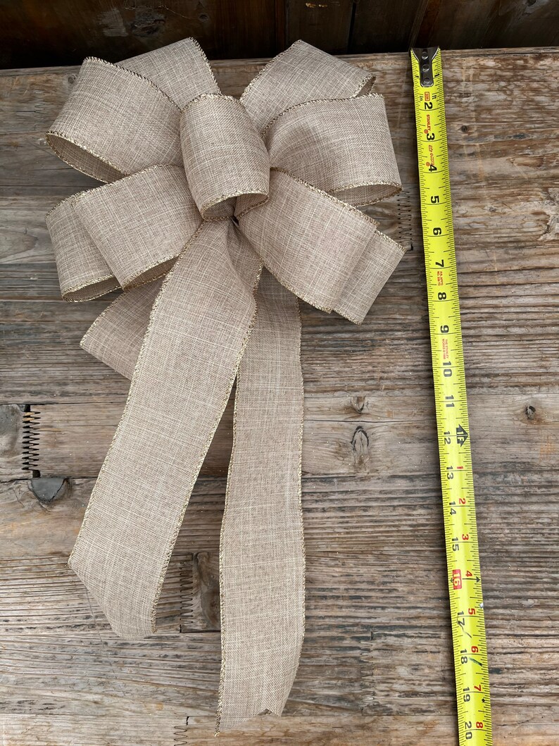 Linen Bow, Natural Bow, Natural Christmas Bow, Wreath Bow, Lantern Bow ...