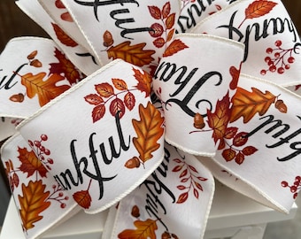 Thanksgiving Bow, Fall bow, thankful bow, thanksgiving bow, fall wreath bow, fall lantern bow, fall leaves bow