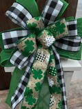 St. Patrick’s day bow, Irish bow, St. Patrick’s day wreath bow, St. Patrick’s day lantern bow, buffalo plaid bow