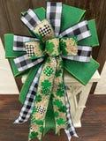St. Patrick’s day bow, Irish bow, St. Patrick’s day wreath bow, St. Patrick’s day lantern bow, buffalo plaid bow