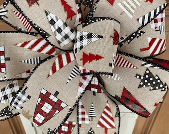 Christmas bow, buffalo check bow, Christmas trees bow, leopard print tree bow, buffalo check tree bow, Christmas wreath bow, Lantern bow