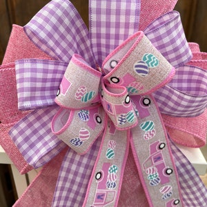 Easter bow, pickup Truck Easter bow, pink Easter wreath bow, Easter lantern bow