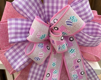 Easter bow, pickup Truck Easter bow, pink Easter wreath bow, Easter lantern bow