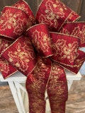 Christmas bow, red and gold Christmas bow, Christmas wreath bow, Christmas lantern bow, Christmas holly bow, gold and red bow,