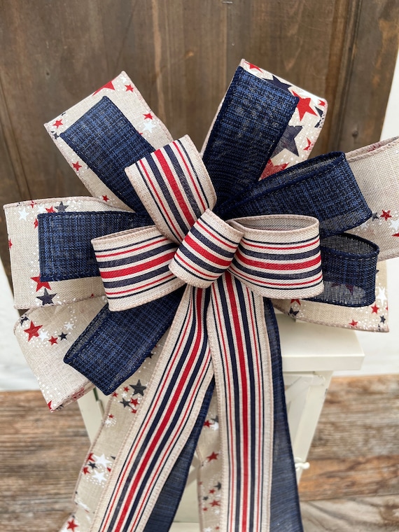 American flag bow, July 4th bow, Memorial Day wreath bow, patriotic lantern bow, patriotic bow, Stars and Stripes bow, red white blue bow