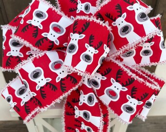 Christmas bow, reindeer Christmas wreath bow, Christmas lantern bow, reindeer bow,