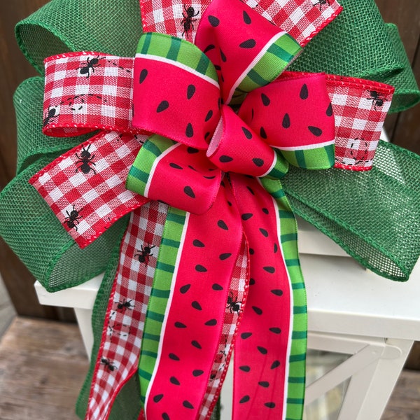 Summer bow, summer watermelon bow, summer wreath bow, summer lantern bow