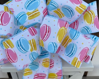 Christmas macaroons bow, cake bow, Christmas ribbon, Christmas wreath bow, macaroon ribbon