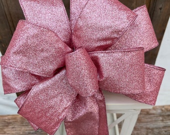 Pink glitter bow, pink sparkles bow, Valentine’s Day bow, girls pink birthday bow, pink glitter baby girl shower bow, sparkle pink ribbon