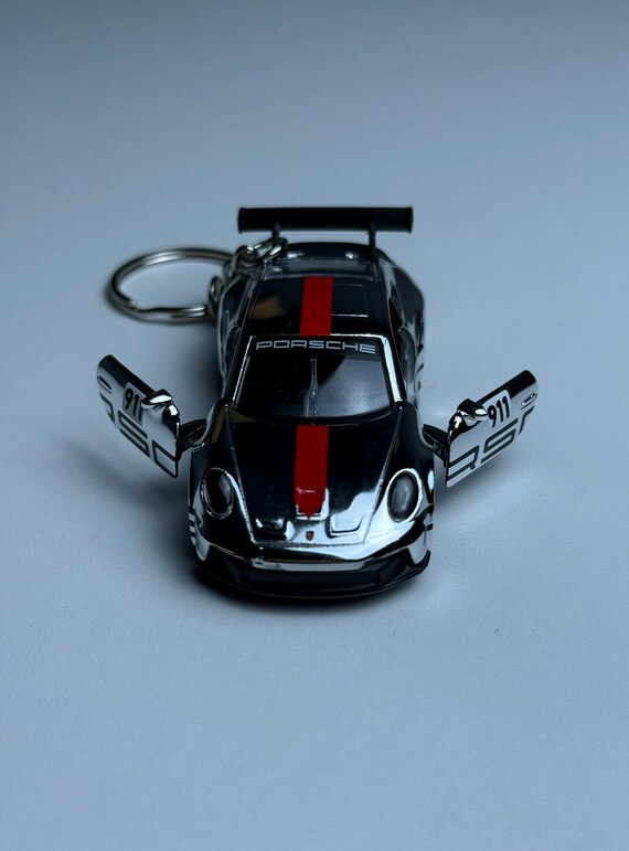Porsche 911 GT3 RS Die-Cast Metal Keychain: Doors Open, Working Suspension